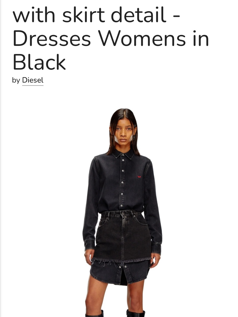 Diesel Black Long-Sleeve Button-Front Dress with Layered Skirt